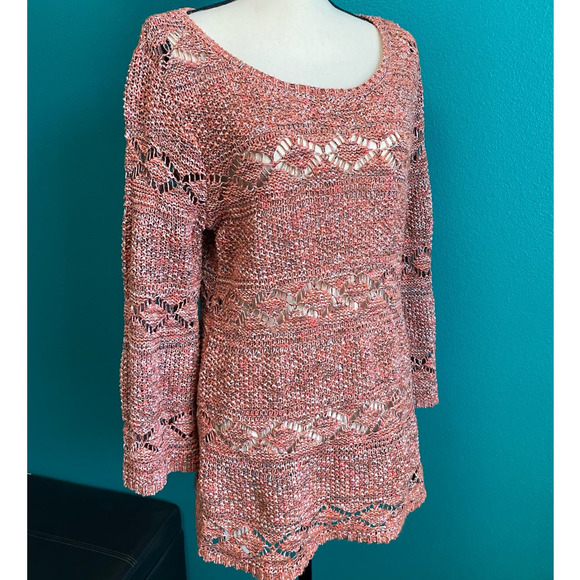 Soft Surroundings Orange Knit Tunic Sweater Women's Small - Picture 2 of 11